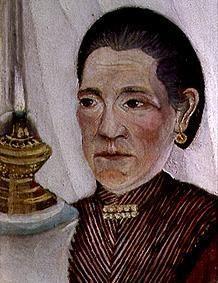 Portrait of the second wife of the artist with the lamp