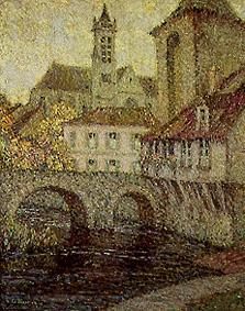 Moret. Bridge, church and ports de Bourgogne od Henri Le Sidaner