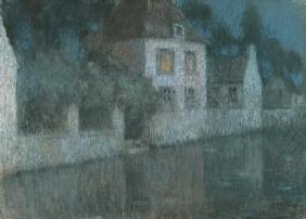 Evening houses at the channel (Nemours)