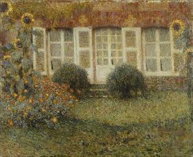 Summer house and sunflowers