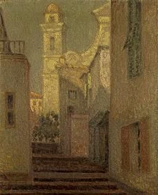 The stairs to the church in Villefranche sur Mer od Henri Le Sidaner