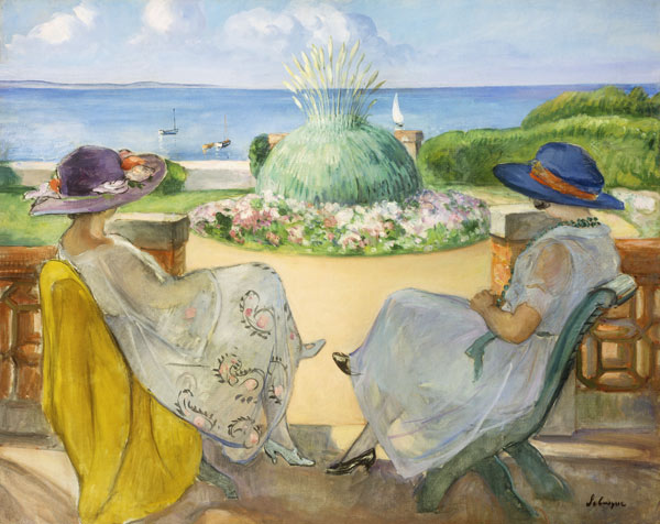 Zwei junge Frauen auf einer Terrasse am Meer od Henri Lebasque
