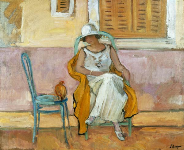 Frau in einem weißen Kleid od Henri Lebasque