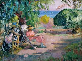 Summer's day in a garden by the sea