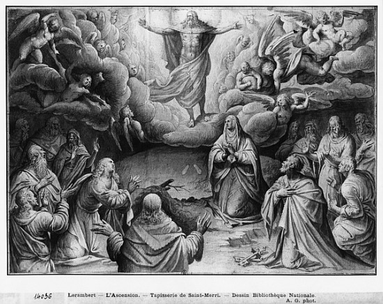 Life of Christ, Ascension, preparatory study of tapestry cartoon for the Church Saint-Merri in Paris od Henri Lerambert