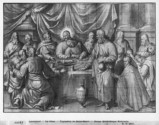 Life of Christ, the Last Supper, preparatory study of tapestry cartoon for the Church Saint-Merri in od Henri Lerambert