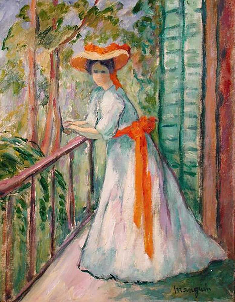 Woman on a Balcony, or Jeanne with an Orange Ribbon, 1907 od Henri Manguin