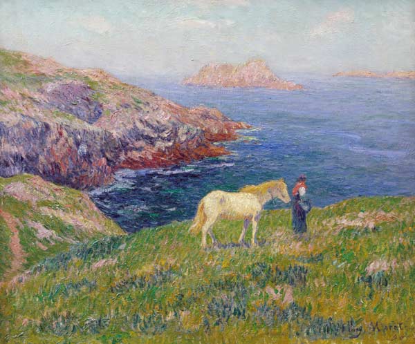 Farmer with horse at the coast of Ouessant. od Henri Moret