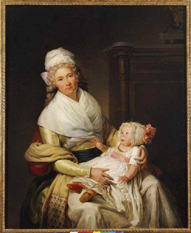 Portrait of Constantia Foster with her son od Henri Pierre Danloux