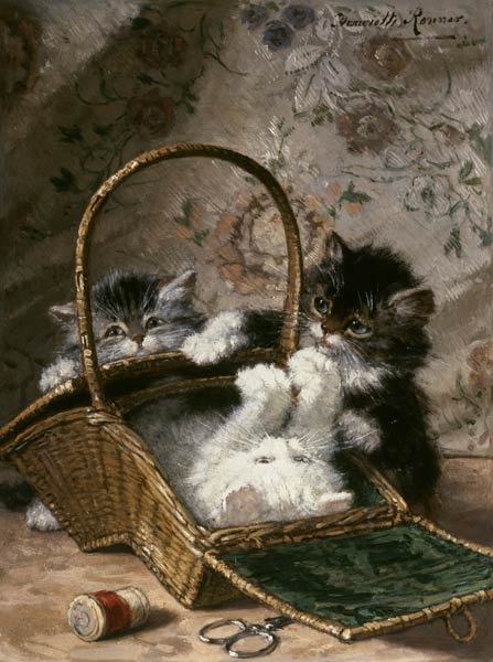 Kittens in a work basket od Henriette Ronner-Knip
