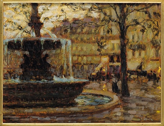 La fontaine, Paris od Henri Eugene Augustin Le Sidaner