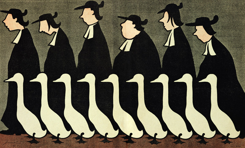 The Geese, anti-clerical caricature from ''L''Assiette au Beurre'', 17th May 1902 od Henri Gustave Jossot