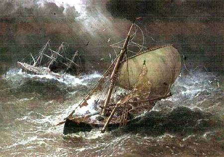 Storm in the North Sea, with Smack & Barque od Henry Andrews
