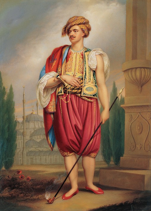 Portrait of Thomas Hope (1769–1831) in Turkish Costume (after William Beechey) od Henry Bone