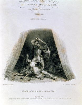 Death of Brian Boru in his Tent, engraved by Edward Finden (1791-1857), title page of 'The History o od Henry Corbould