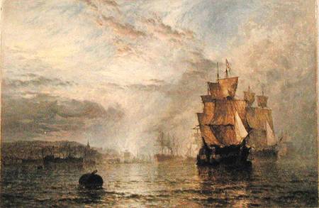 Shipping Becalmed in an Estuary at Evening od Henry Dawson