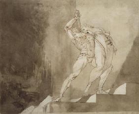 A Warrior Rescuing a Lady, 1780-85 (pen, ink and wash on paper)