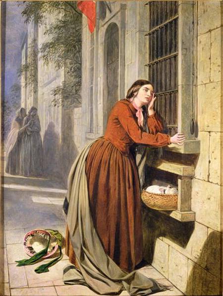 Mother Depositing Her Child in the Foundling Hospital in Paris od Henry Nelson O'Neill