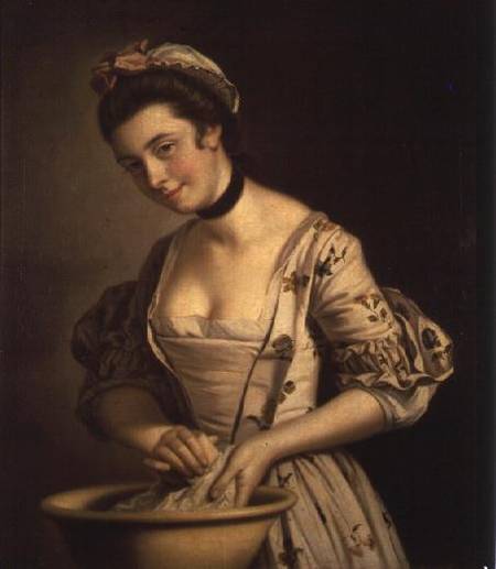 A Lady's Maid Soaping Linen od Henry Robert Morland