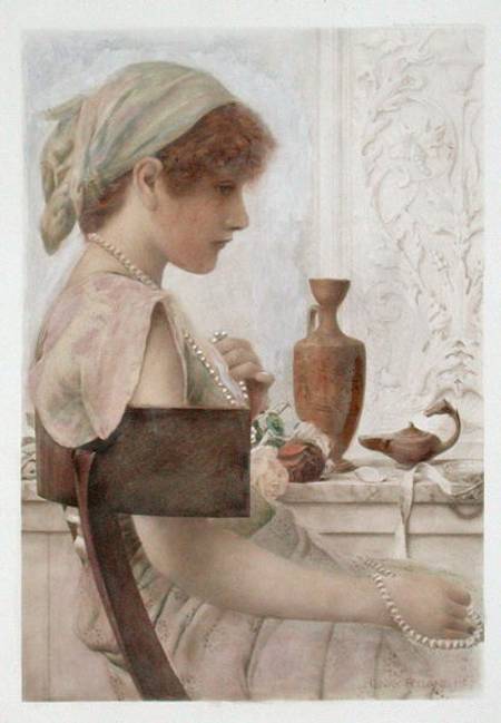 Girl with Pearls (w/c over photogravure) od Henry Ryland