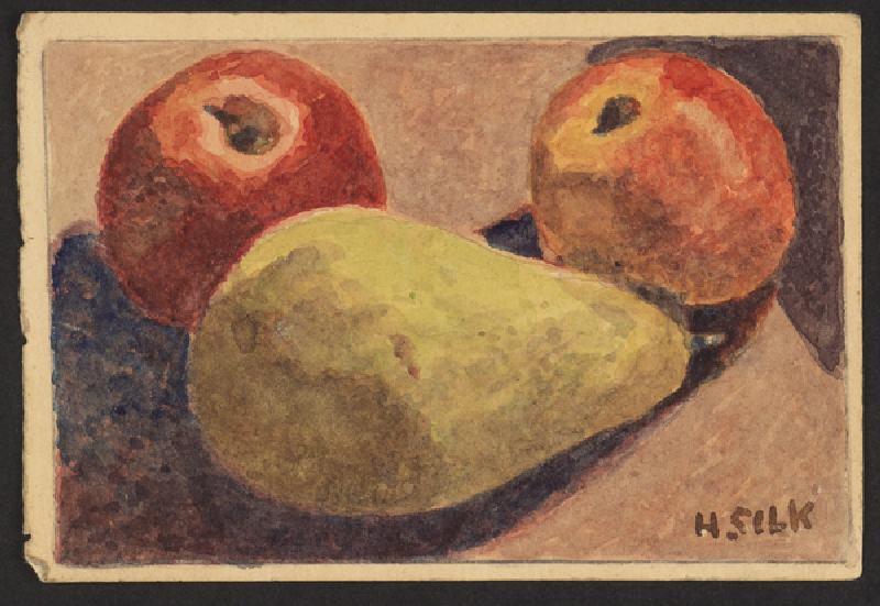 Apples and pears, c.1930 (pencil & w/c on paper) od Henry Silk
