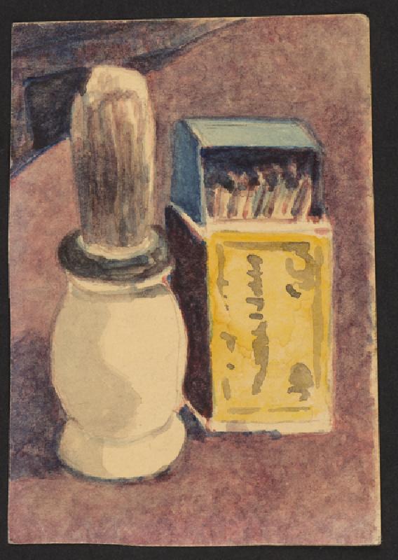 Shaving brush and matches, c.1930 (pencil & w/c on paper) od Henry Silk