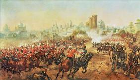 Charge of the Queens Bays against the Mutineers at Lucknow, 6th March 1858 (oil on canvas) 