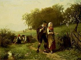Young alpine couple in spring od Hermann Bethke