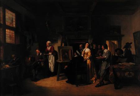 Rembrandt (1606-69) visiting the studio of Gabriel Metsu (1629-87) od Hermann Frederik C. Ten Kate