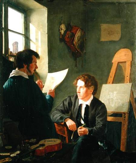 Hermann Kauffmann and Georg Haeselich (1806-94) in Kauffmanns Munich Studio od Hermann Kauffmann