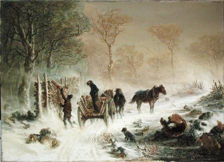 Loading Wood in the Snow od Hermann Kauffmann