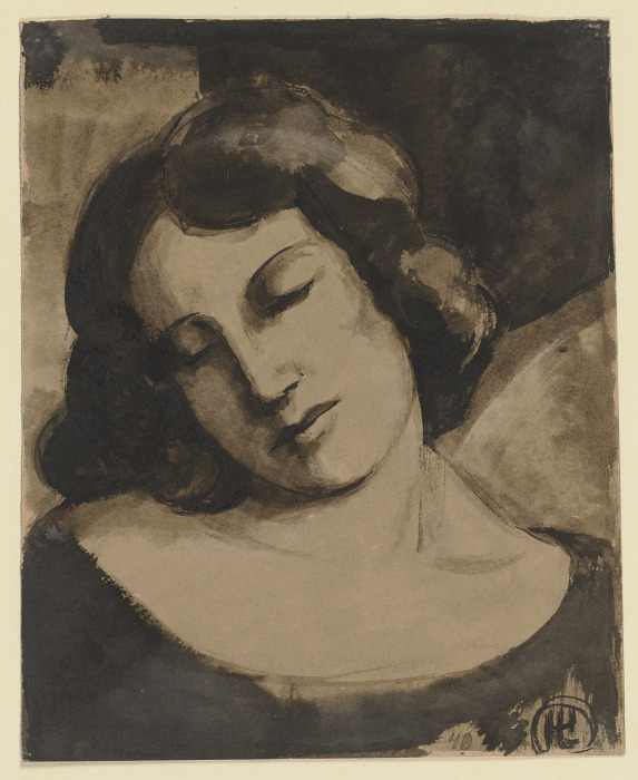 Frauenkopf mit geschlossenen Augen od Hermann Lismann