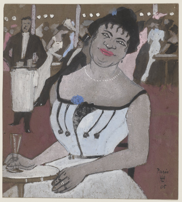 Schwarze Frau auf einer Abendgesellschaft od Hermann Lismann