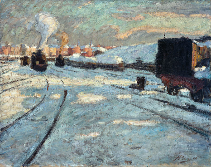 Bahnhof im Schnee od Hermann Pleuer