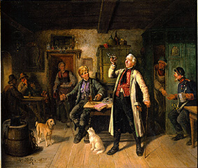 Beer test in the village inn. od Hermann Volz