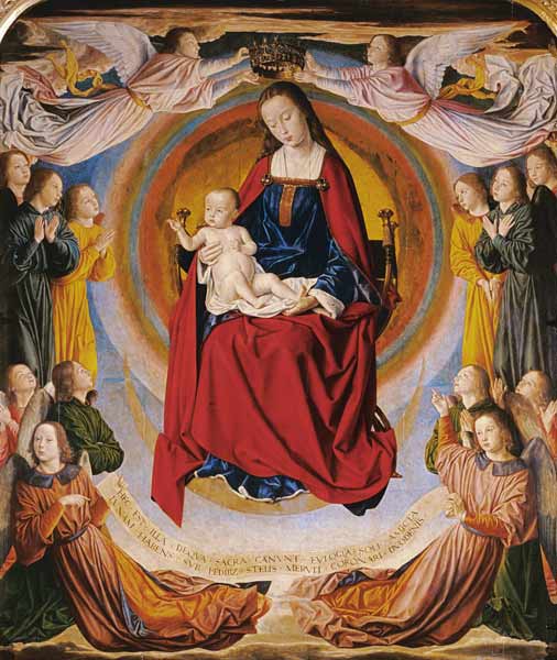 The virgin with the child and founders od Hey, Jean  Meister von Moulins
