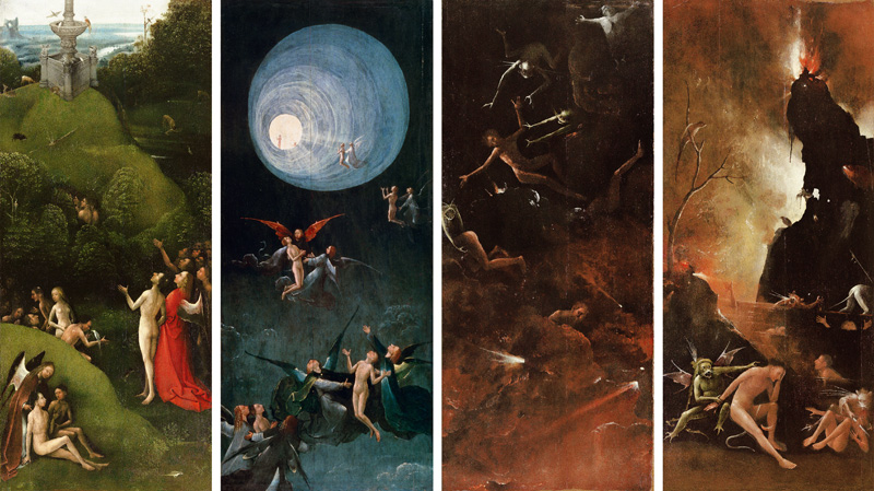 Vize z Jenseits, &#269;ty&#345;i tabule od Hieronymus Bosch
