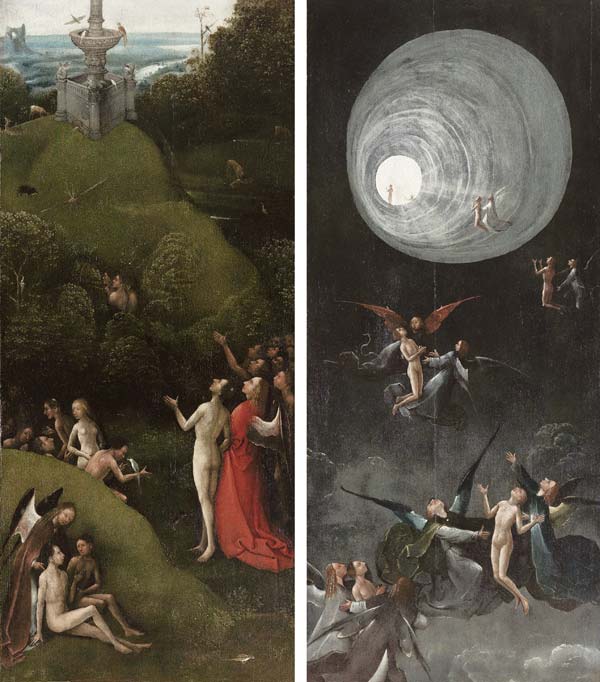 Nebe na zemy, výst&#345;ih z vidin budoucího života, druhý z &#269;ty&#345;ech tabul od Hieronymus Bosch