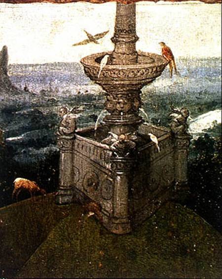 The Fountain in the Garden, detail from a panel of an altarpiece thought to be of the Last Judgement od Hieronymus Bosch