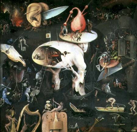 The Garden of Earthly Delights: Hell, right wing of triptych, detail of 'Tree Man' od Hieronymus Bosch