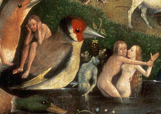 The Garden of Earthly Delights: Allegory of Luxury, central panel of triptych, detail of couple in t od Hieronymus Bosch