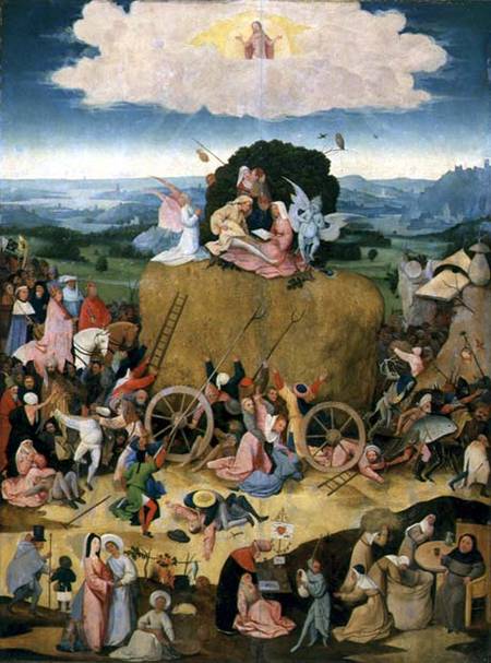 The Haywain: central panel of the triptych od Hieronymus Bosch