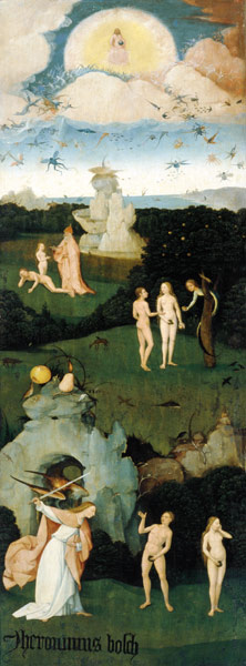 Haywain - Paradise (left panel) triptych od Hieronymus Bosch