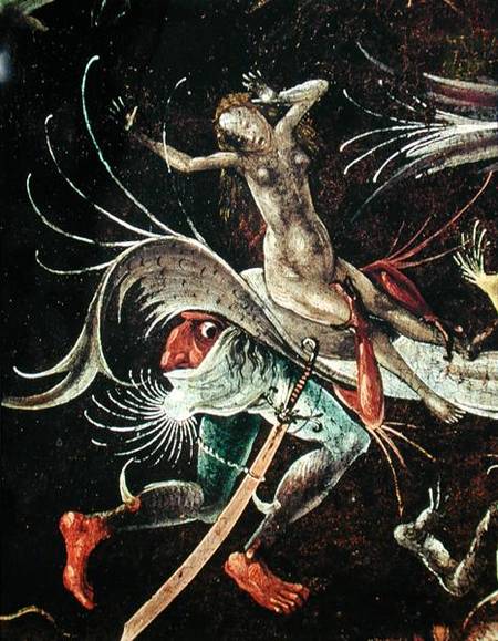 The Last Judgement, detail of a Woman being Carried Along by a Demon od Hieronymus Bosch