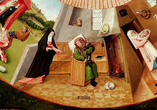 Sloth, detail from the Table of the Seven Deadly Sins and the Four Last Things, c.1480 od Hieronymus Bosch