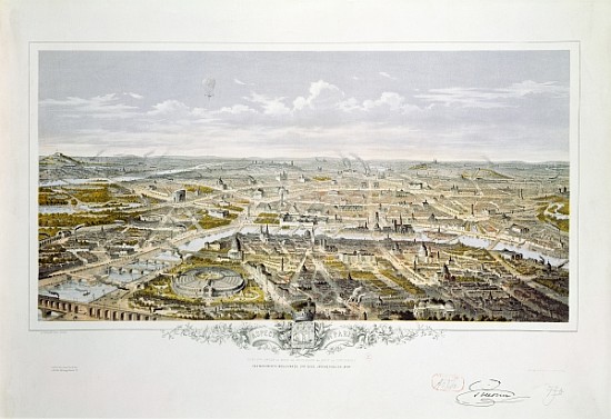 View of Paris from Bois de Boulogne, during the Universal Exhibition in 1867 od Hilaire Guesnu