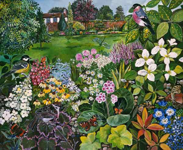 The Garden with Birds and Butterflies  od Hilary  Jones