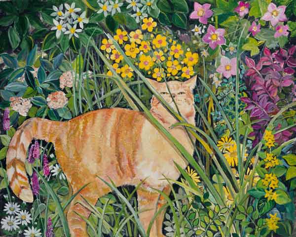 Cat and Long Grass, 1996  od Hilary  Jones