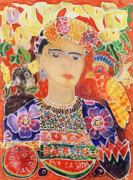 Respects to Frida Kahlo, 2002 (coloured ink on silk)  od Hilary  Simon