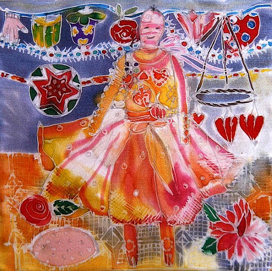 Fairy with Hearts and Flowers, 2006 (dyes on silk)  od Hilary  Simon